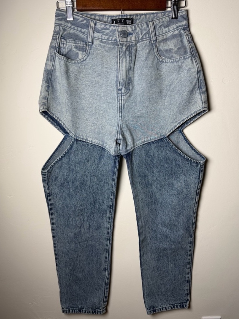 Cuidado con el Perro Cut Out High Rise Jeans Two Tone Denim Size 0 mexico